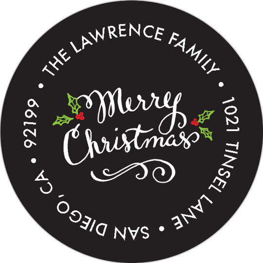 Holly Season Round Address Labels